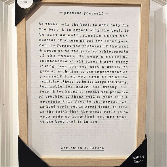 Petal Lane, Promise Yourself, By Christian D Larson Inspirational Wall Decor - Picture 2 of 5